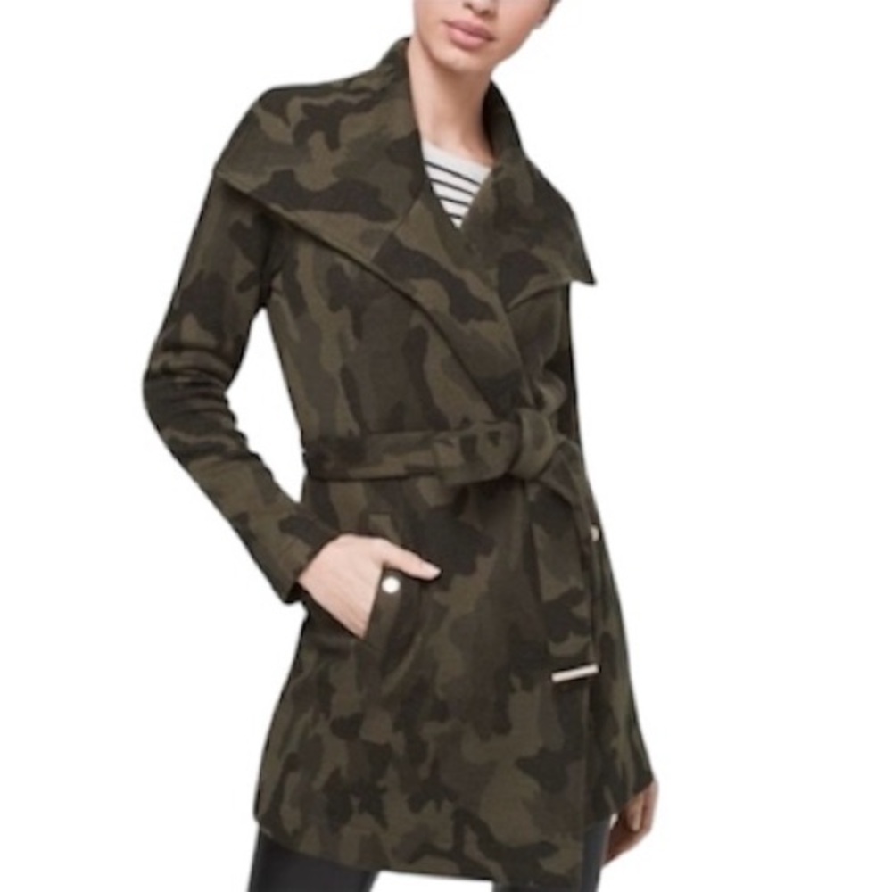 WHBM Women's Camouflage Belted Sweater Coat